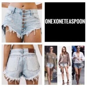 One Teaspoon Rollers Low Waist Long Rise Curved Row-Hem Distressed Short NOWT